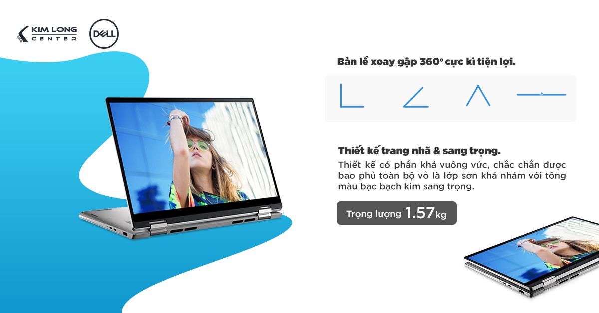 Thiết kế sang trọng, bản lề gập 360 độ 