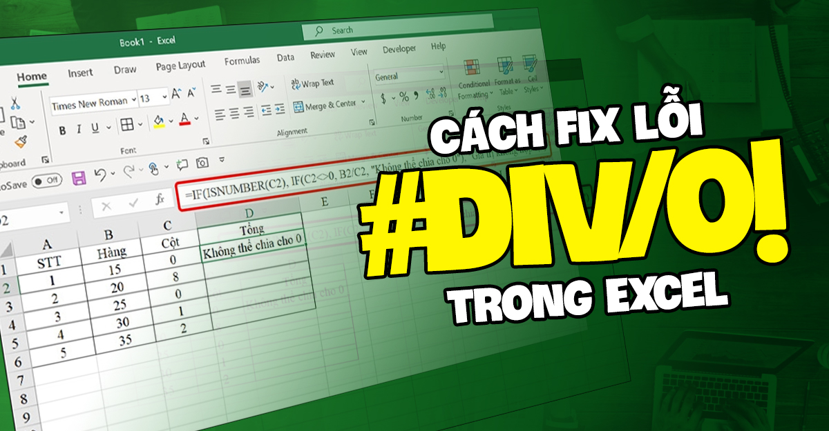 Cách khắc phục lỗi #DIV/0! trong Excel